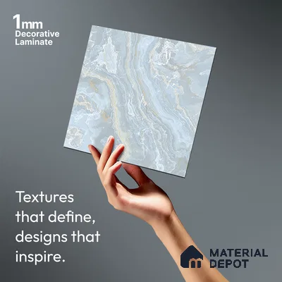 Blue Marble Look LM 06194 8 ft x 4 ft Texture Finish Decorative Laminate - 1 mm | Suitable for TV Unit, Wardrobe, Kitchen Cabinets