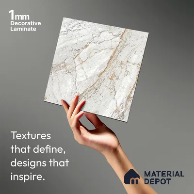 White Creck Stone Marble Look LM 06196 8 ft x 4 ft Matte Finish Decorative Laminate - 1 mm | Suitable for TV Unit, Wardrobe, Kitchen Cabinets