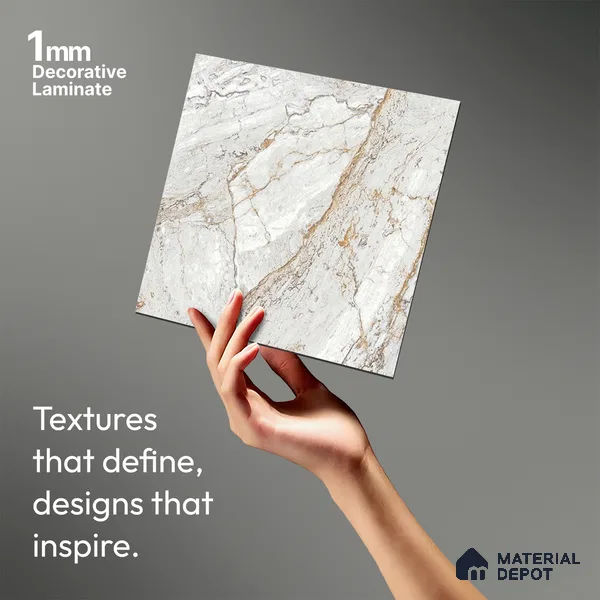 White Creck Stone Marble Look LM 06196 8 ft x 4 ft Matte Finish Decorative Laminate - 1 mm | Suitable for TV Unit, Wardrobe, Kitchen Cabinets
