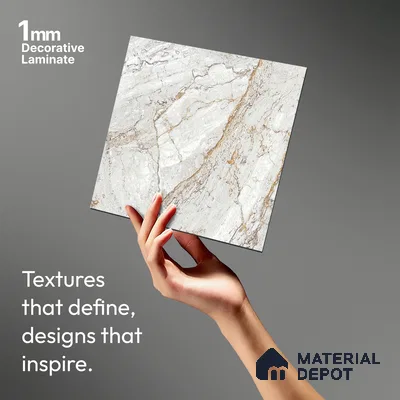 White Creck Stone Marble Look LM 06197 8 ft x 4 ft Texture Finish Decorative Laminate - 1 mm | Suitable for TV Unit, Wardrobe, Kitchen Cabinets