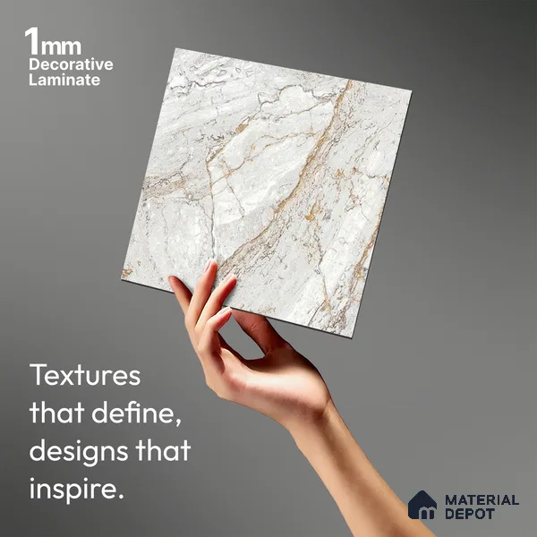 White Creck Stone Marble Look LM 06197 8 ft x 4 ft Texture Finish Decorative Laminate - 1 mm | Suitable for TV Unit, Wardrobe, Kitchen Cabinets
