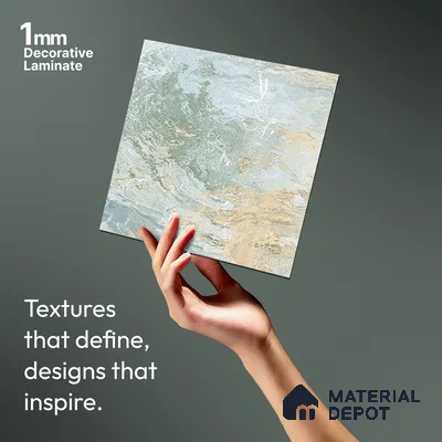 Brown Marble Look LM 06198 8 ft x 4 ft Texture Finish Decorative Laminate - 1 mm | Suitable for TV Unit, Wardrobe, Kitchen Cabinets