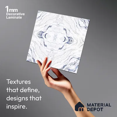 White Marble Look LM 06202 8 ft x 4 ft Texture Finish Decorative Laminate - 1 mm | Suitable for TV Unit, Wardrobe, Kitchen Cabinets