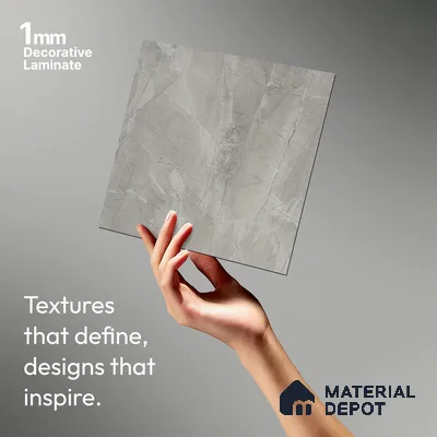 Grey Marble Look LM 05345 8 ft x 4 ft Texture Finish Decorative Laminate - 1 mm | Suitable for TV Unit, Wardrobe, Kitchen Cabinets