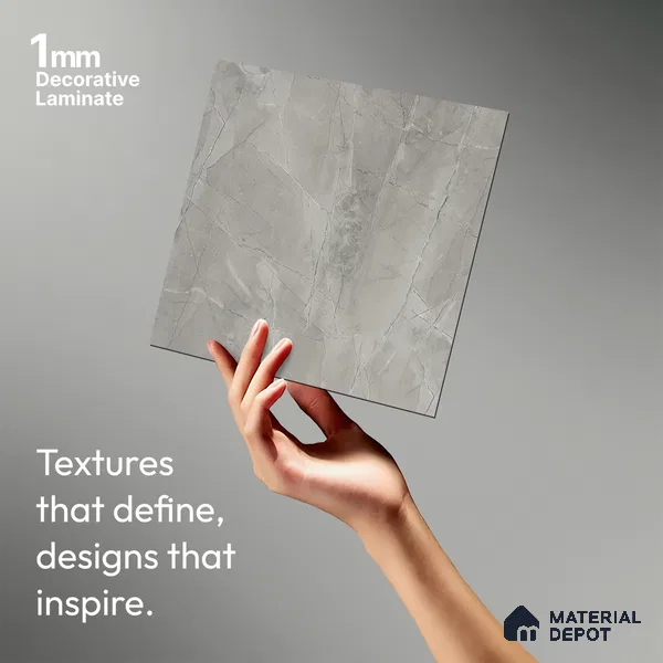 Grey Marble Look LM 05345 8 ft x 4 ft Texture Finish Decorative Laminate - 1 mm | Suitable for TV Unit, Wardrobe, Kitchen Cabinets