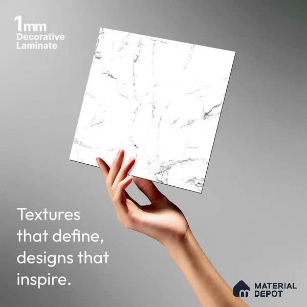 White Marble Look LM 05346 8 ft x 4 ft Texture Finish Decorative Laminate - 1 mm | Suitable for TV Unit, Wardrobe, Kitchen Cabinets