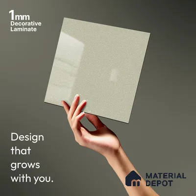 Pearl Grey Solid Colors Look LM 01936 8 ft x 4 ft Glossy Finish Decorative Laminate - 1 mm | Suitable for Living Room, Kitchen, Office
