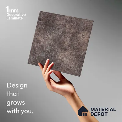 Grey Leather Look LM 13838 8 ft x 4 ft Texture Finish Decorative Laminate - 1 mm | Suitable for TV Unit, Wardrobe, Kitchen Cabinets