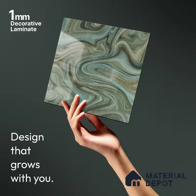 Grey Wave Look LM 13842 8 ft x 4 ft High Gloss Finish Decorative Laminate - 1 mm | Suitable for TV Unit, Wardrobe, Kitchen Cabinets