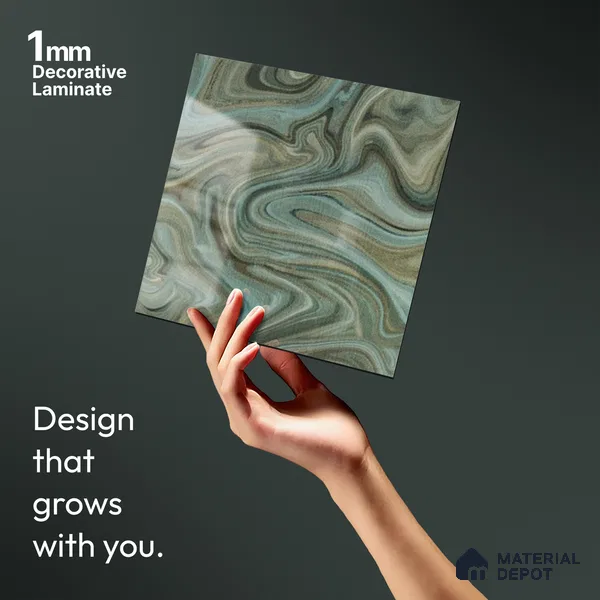 Grey Wave Look LM 13842 8 ft x 4 ft High Gloss Finish Decorative Laminate - 1 mm | Suitable for TV Unit, Wardrobe, Kitchen Cabinets