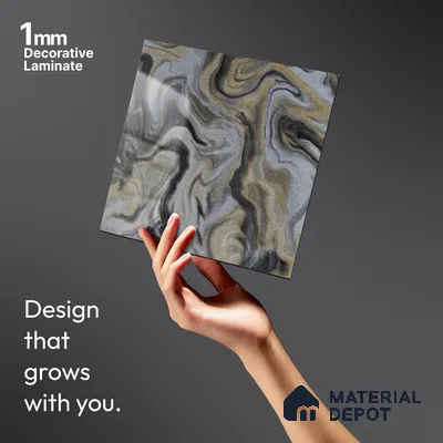 Grey Wave Look LM 13843 8 ft x 4 ft High Gloss Finish Decorative Laminate - 1 mm | Suitable for TV Unit, Wardrobe, Kitchen Cabinets