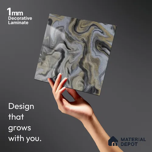 Grey Wave Look LM 13843 8 ft x 4 ft High Gloss Finish Decorative Laminate - 1 mm | Suitable for TV Unit, Wardrobe, Kitchen Cabinets