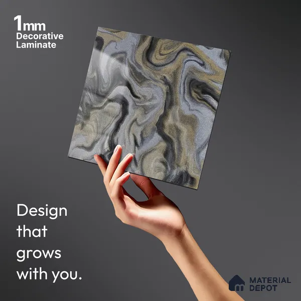 Grey Wave Look LM 13843 8 ft x 4 ft High Gloss Finish Decorative Laminate - 1 mm | Suitable for TV Unit, Wardrobe, Kitchen Cabinets