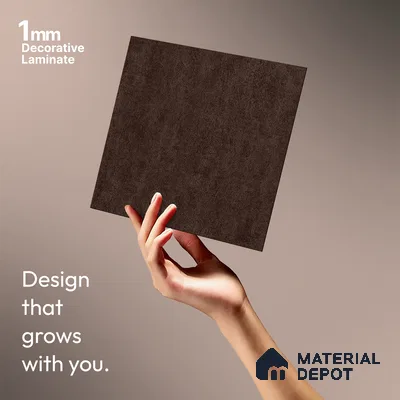 Brown Leather Look LM 13853 8 ft x 4 ft Texture Finish Decorative Laminate - 1 mm | Suitable for TV Unit, Wardrobe, Kitchen Cabinets