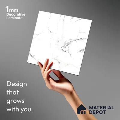 White Marble Look LM 13871 8 ft x 4 ft Matte Finish Decorative Laminate - 1 mm | Suitable for TV Unit, Wardrobe, Kitchen Cabinets
