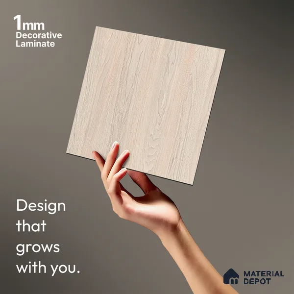 Wooden Look LM 13875 Smoked Bianca Pecan 8 ft x 4 ft Texture Finish Decorative Laminate - 1 mm | Suitable for TV Unit, Wardrobe, Kitchen Cabinets