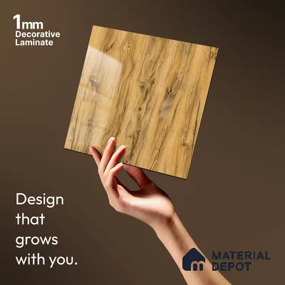 Wooden Look LM 13897 8 ft x 4 ft High Gloss Finish Decorative Laminate - 1 mm | Suitable for TV Unit, Wardrobe, Kitchen Cabinets