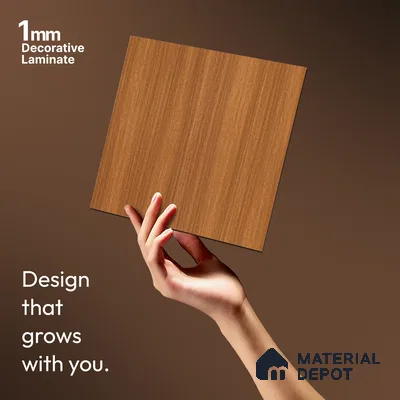 Wooden Look LM 17424 Natural Teak 10 ft x 4 ft Suede Finish Decorative Laminate - 1 mm | Suitable for TV Unit, Wardrobe, Kitchen Cabinets