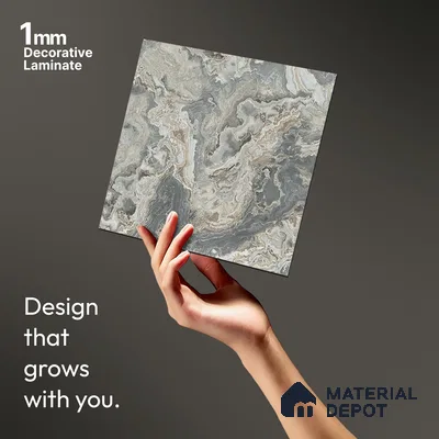 Grey Marble Look LM 21363 8 ft x 4 ft PU Finish Decorative Laminate - 1 mm | Suitable for TV Unit, Wardrobe, Kitchen Cabinets