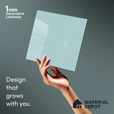 Powder Blue Fluted Solid Color LM 21365 8 ft x 4 ft High Gloss Finish Decorative Laminate - 1 mm | Suitable for TV Unit,Wardrobe, Kitchen Cabinets