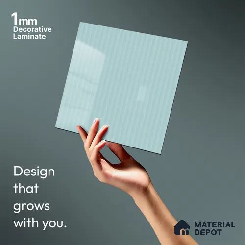 Powder Blue Fluted Solid Color LM 21365 8 ft x 4 ft High Gloss Finish Decorative Laminate - 1 mm | Suitable for TV Unit,Wardrobe, Kitchen Cabinets
