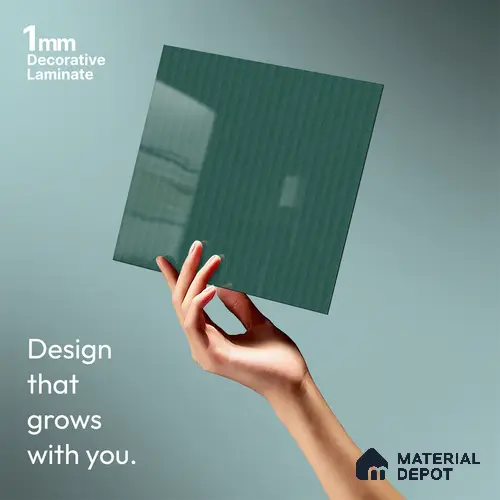 Teal Blue Fluted Solid Color LM 21367 8 ft x 4 ft High Gloss Finish Decorative Laminate - 1 mm | Suitable for TV Unit,Wardrobe, Kitchen Cabinets