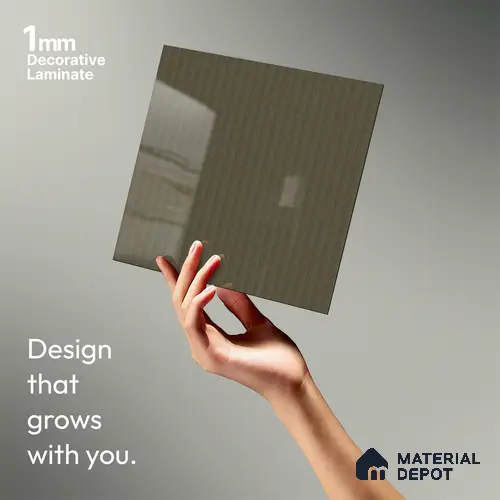 Olive Brown Fluted Solid Color LM 21370 8 ft x 4 ft High Gloss Finish Decorative Laminate - 1 mm | Suitable for TV Unit,Wardrobe, Kitchen Cabinets