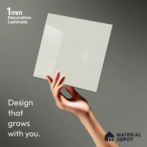 Pale Cream Fluted Solid Color LM 21371 8 ft x 4 ft High Gloss Finish Decorative Laminate - 1 mm | Suitable for TV Unit,Wardrobe, Kitchen Cabinets