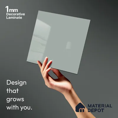 Pale Cool Grey Solid Colors Look LM 21381 8 ft x 4 ft High Gloss Finish Decorative Laminate - 1 mm | Suitable for Living Room, Kitchen, Office