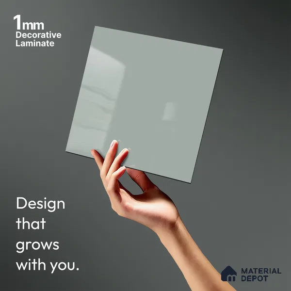 Pale Cool Grey Solid Colors Look LM 21381 8 ft x 4 ft High Gloss Finish Decorative Laminate - 1 mm | Suitable for Living Room, Kitchen, Office