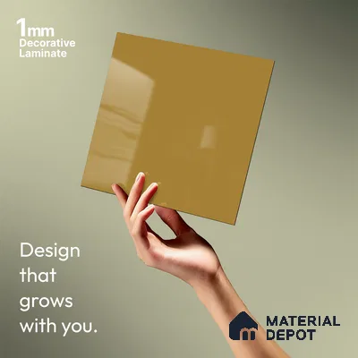 Ochre Brown Solid Colors Look LM 21382 8 ft x 4 ft High Gloss Finish Decorative Laminate - 1 mm | Suitable for Living Room, Kitchen, Office