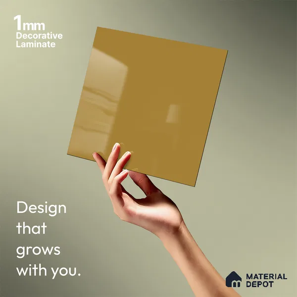 Ochre Brown Solid Colors Look LM 21382 8 ft x 4 ft High Gloss Finish Decorative Laminate - 1 mm | Suitable for Living Room, Kitchen, Office