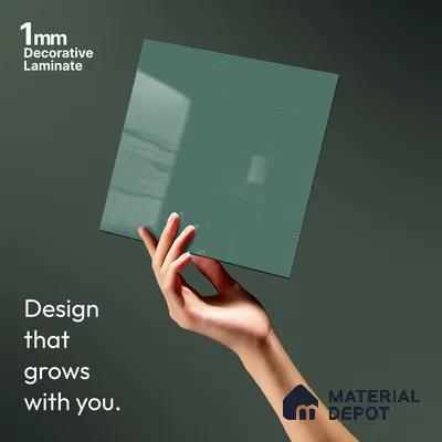 Teal Green Solid Colors Look LM 21383 8 ft x 4 ft High Gloss Finish Decorative Laminate - 1 mm | Suitable for Living Room, Kitchen, Office
