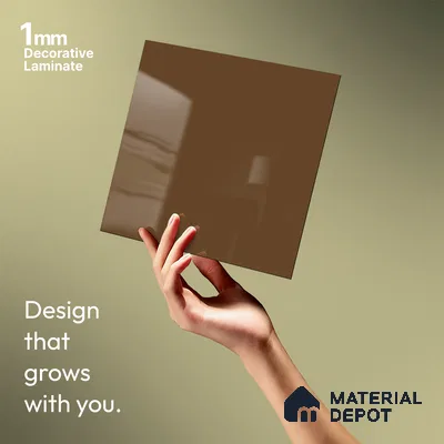 Chocolate Brown Solid Colors Look LM 21384 8 ft x 4 ft High Gloss Finish Decorative Laminate - 1 mm | Suitable for Living Room, Kitchen, Office