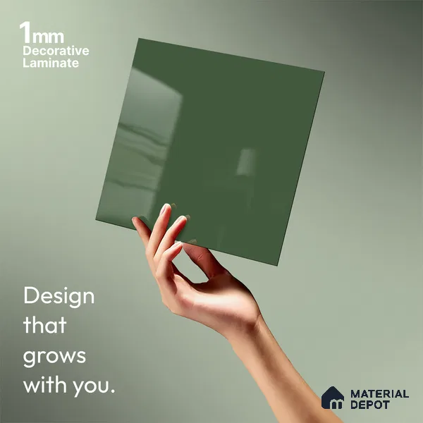 Forest Green Solid Colors Look LM 21386 8 ft x 4 ft High Gloss Finish Decorative Laminate - 1 mm | Suitable for Living Room, Kitchen, Office