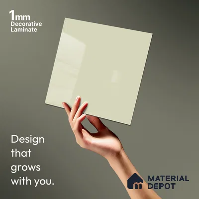 Pale Grey Solid Colors Look LM 21390 8 ft x 4 ft High Gloss Finish Decorative Laminate - 1 mm | Suitable for Living Room, Kitchen, Office