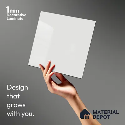 Light Grey Solid Colors Look LM 21392 8 ft x 4 ft High Gloss Finish Decorative Laminate - 1 mm | Suitable for Living Room, Kitchen, Office