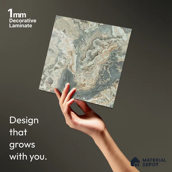 Grey Marble Look LM 21394 8 ft x 4 ft High Gloss Finish Decorative Laminate - 1 mm | Suitable for TV Unit, Wardrobe, Kitchen Cabinets