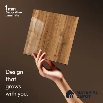 Wooden Look LM 21395 Swiss Walnut 8 ft x 4 ft High Gloss Finish Decorative Laminate - 1 mm | Suitable for TV Unit, Wardrobe, Kitchen Cabinets