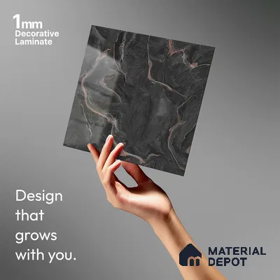 Grey Marble Look LM 21397 8 ft x 4 ft High Gloss Finish Decorative Laminate - 1 mm | Suitable for TV Unit, Wardrobe, Kitchen Cabinets