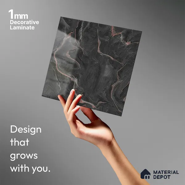 Grey Marble Look LM 21397 8 ft x 4 ft High Gloss Finish Decorative Laminate - 1 mm | Suitable for TV Unit, Wardrobe, Kitchen Cabinets