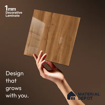 Wooden Look LM 21398 Regal Dark 8 ft x 4 ft High Gloss Finish Decorative Laminate - 1 mm | Suitable for TV Unit, Wardrobe, Kitchen Cabinets