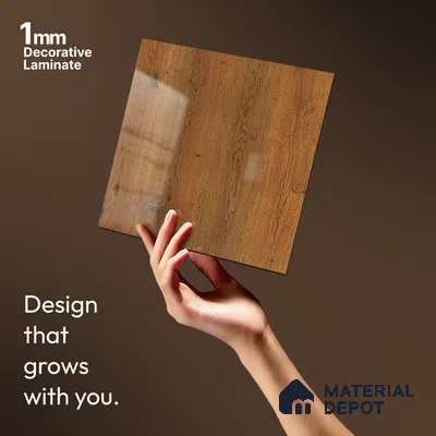 Wooden Look LM 21399 Royal Oak 8 ft x 4 ft High Gloss Finish Decorative Laminate - 1 mm | Suitable for TV Unit, Wardrobe, Kitchen Cabinets