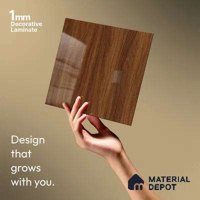 Wooden Look LM 21400 Cherry Wood 8 ft x 4 ft High Gloss Finish Decorative Laminate - 1 mm | Suitable for TV Unit, Wardrobe, Kitchen Cabinets