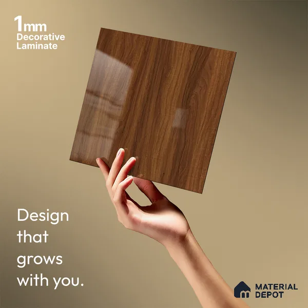Wooden Look LM 21400 Cherry Wood 8 ft x 4 ft High Gloss Finish Decorative Laminate - 1 mm | Suitable for TV Unit, Wardrobe, Kitchen Cabinets