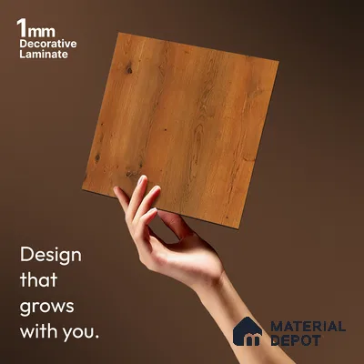 Wooden Look LM 21411 Royal Oak 8 ft x 4 ft Shiny Wood Finish Decorative Laminate - 1 mm | Suitable for TV Unit, Wardrobe, Kitchen Cabinets