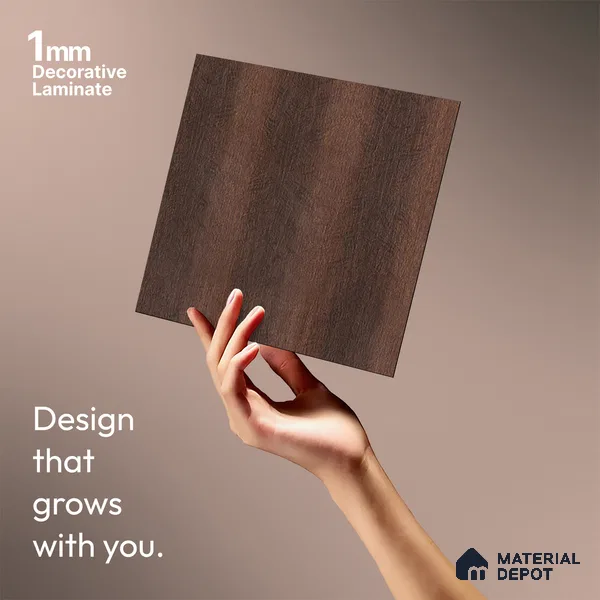 Wooden Look LM 21444 Smoked Walnut 8 ft x 4 ft Texture Finish Decorative Laminate - 1 mm | Suitable for TV Unit, Wardrobe, Kitchen Cabinets