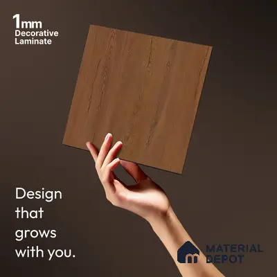 Wooden Look LM 21459 Mocha Bark 8 ft x 4 ft Suede Finish Decorative Laminate - 1 mm | Suitable for TV Unit, Wardrobe, Kitchen Cabinets