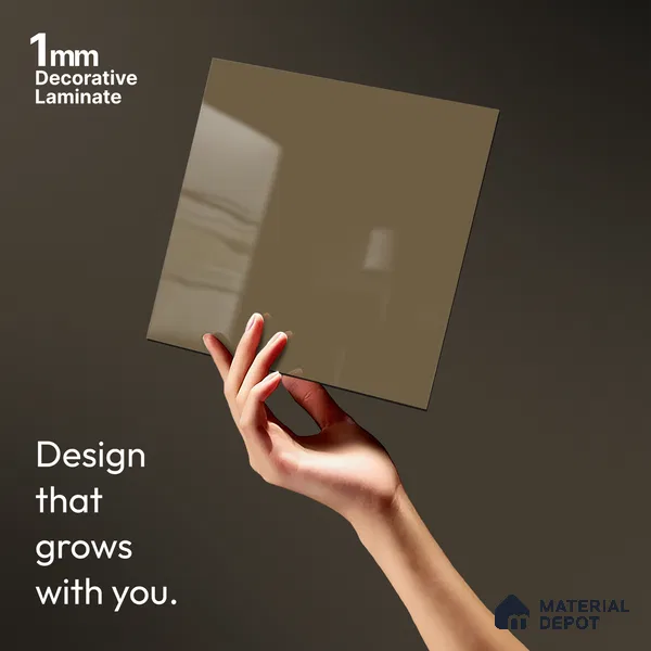 Sandy Brown Solid Colors Look LM 23722 8 ft x 4 ft High Gloss Finish Decorative Laminate - 1 mm | Suitable for Living Room, Kitchen, Office