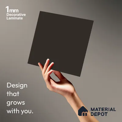 Charcoal Black Solid Colors Look LM 23727 8 ft x 4 ft Matte Finish Decorative Laminate - 1 mm | Suitable for Living Room, Kitchen, Office